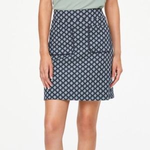 LOFT Geo Jacquard Navy Straight Skirt Pockets Size 0